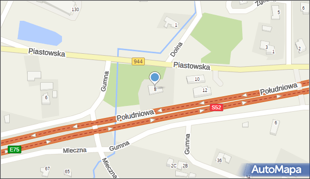 Gumna, Piastowska, 8, mapa Gumna