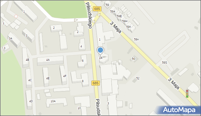 Hajnówka, Piłsudskiego Józefa, marsz., 1A, mapa Hajnówka