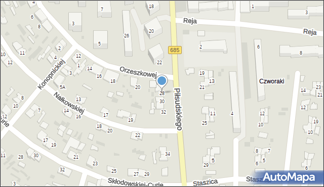 Hajnówka, Piłsudskiego Józefa, marsz., 28, mapa Hajnówka