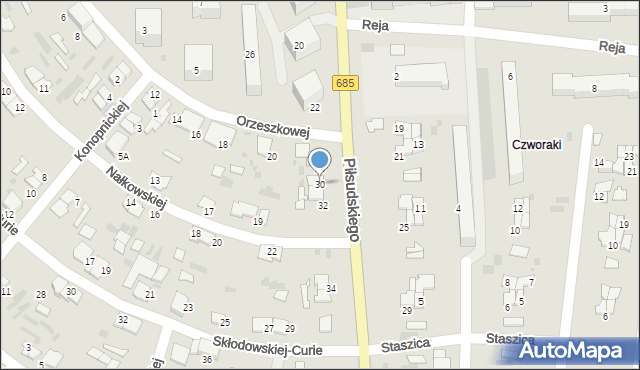 Hajnówka, Piłsudskiego Józefa, marsz., 30, mapa Hajnówka