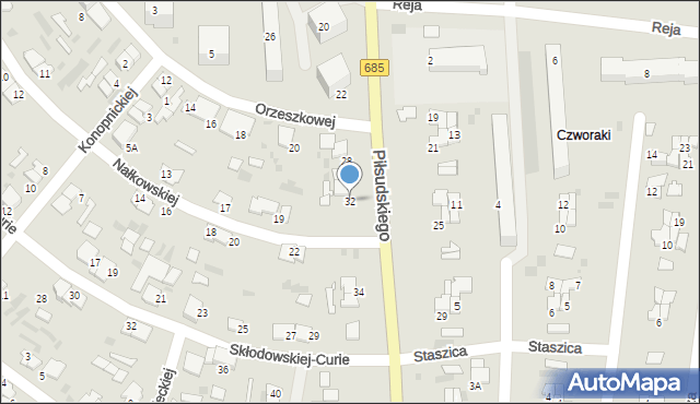 Hajnówka, Piłsudskiego Józefa, marsz., 32, mapa Hajnówka