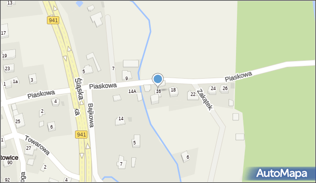 Harbutowice, Piaskowa, 16A, mapa Harbutowice