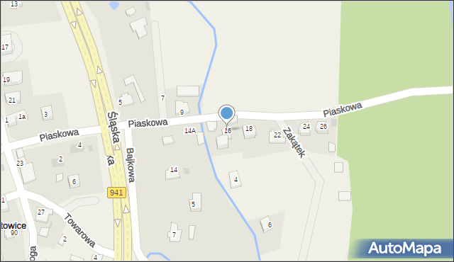 Harbutowice, Piaskowa, 16A, mapa Harbutowice