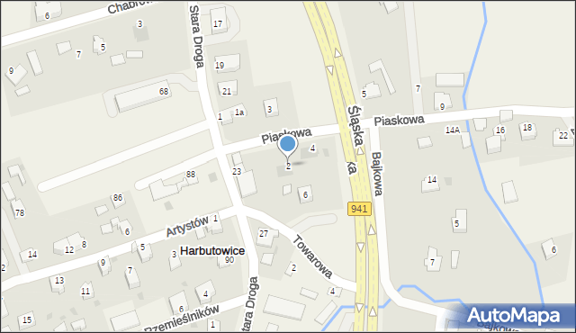 Harbutowice, Piaskowa, 2, mapa Harbutowice