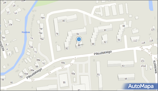 Hrubieszów, Piłsudskiego Józefa, marsz., 86, mapa Hrubieszów