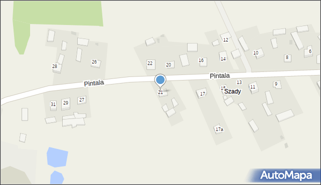 Huta Krzeszowska, Pintala, 21, mapa Huta Krzeszowska