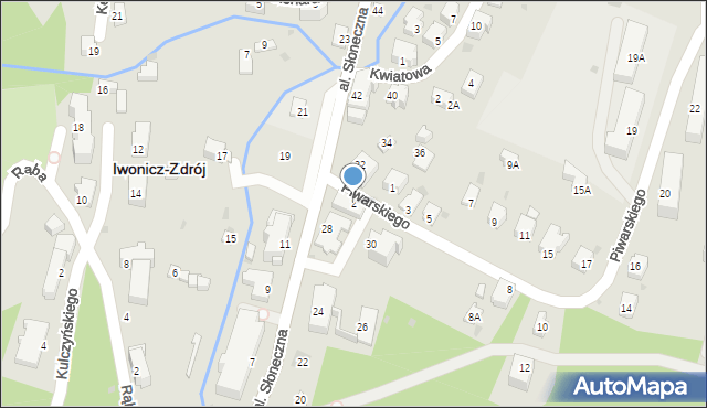 Iwonicz-Zdrój, Piwarskiego Feliksa, 2, mapa Iwonicz-Zdrój