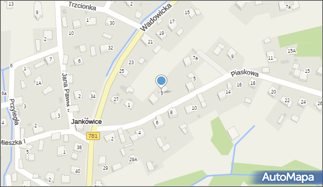 Jankowice, Piaskowa, 3, mapa Jankowice