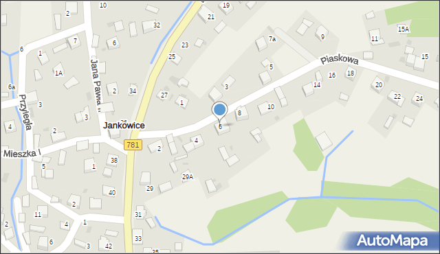 Jankowice, Piaskowa, 6, mapa Jankowice