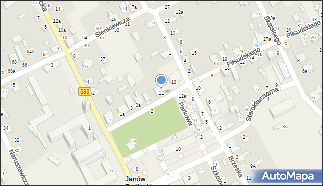 Janów Podlaski, Piłsudskiego Józefa, marsz., 11, mapa Janów Podlaski