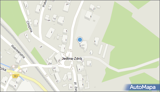 Jedlina-Zdrój, Piastowska, 4, mapa Jedlina-Zdrój