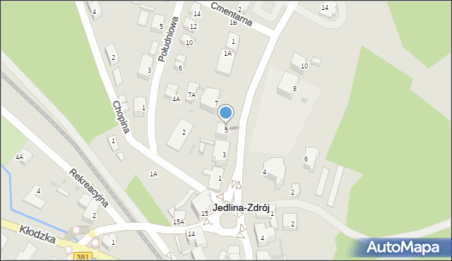 Jedlina-Zdrój, Piastowska, 5, mapa Jedlina-Zdrój