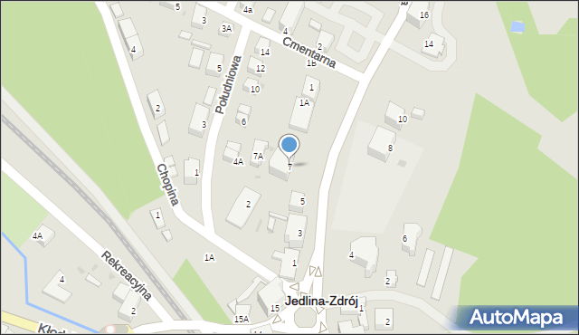 Jedlina-Zdrój, Piastowska, 7, mapa Jedlina-Zdrój