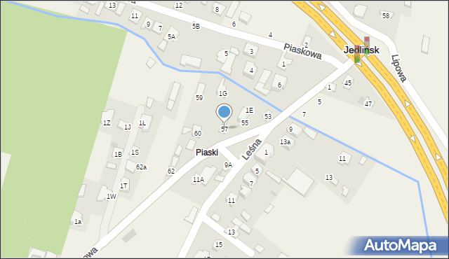 Jedlińsk, Piaski, 57, mapa Jedlińsk