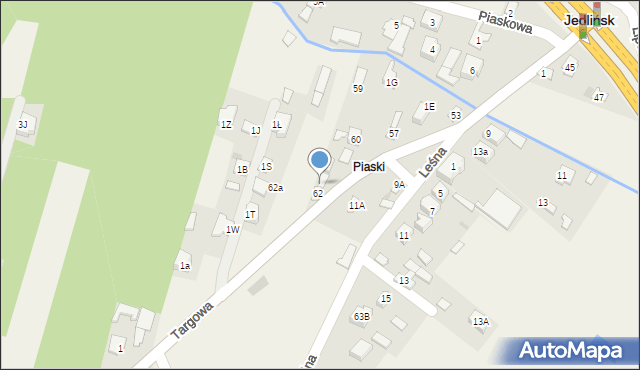 Jedlińsk, Piaski, 62B, mapa Jedlińsk