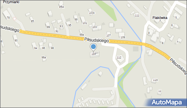 Jordanów, Piłsudskiego Józefa, marsz., 110, mapa Jordanów