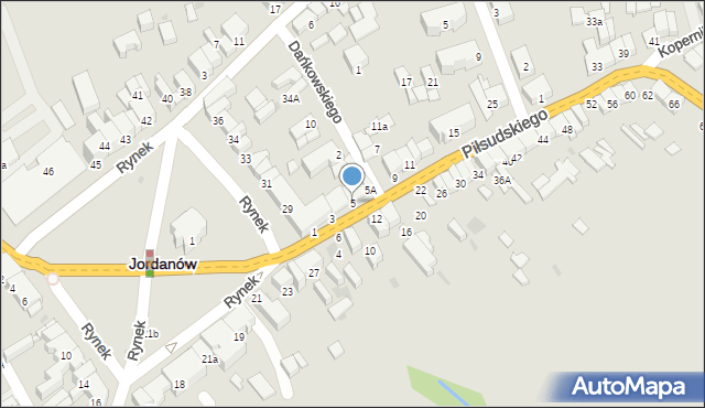 Jordanów, Piłsudskiego Józefa, marsz., 5, mapa Jordanów