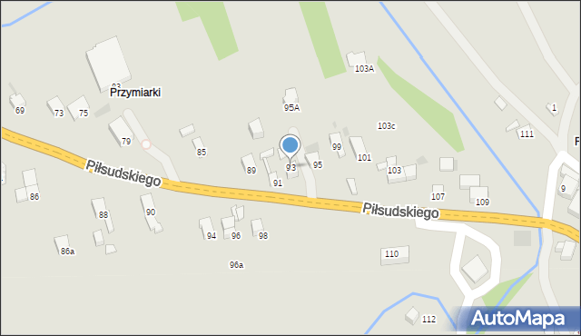 Jordanów, Piłsudskiego Józefa, marsz., 93, mapa Jordanów