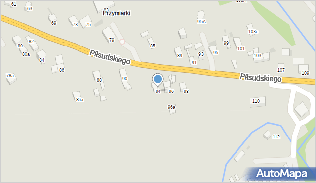 Jordanów, Piłsudskiego Józefa, marsz., 94, mapa Jordanów