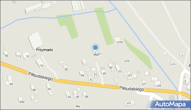 Jordanów, Piłsudskiego Józefa, marsz., 95A, mapa Jordanów