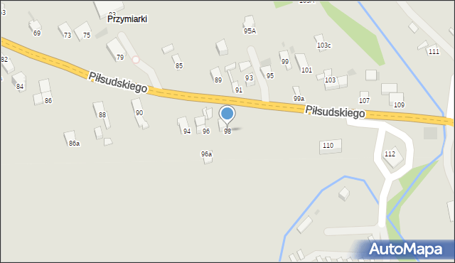 Jordanów, Piłsudskiego Józefa, marsz., 98, mapa Jordanów