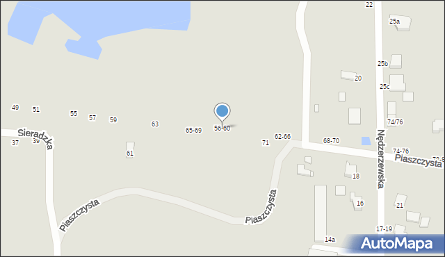 Kalisz, Piaszczysta, 56-60, mapa Kalisza