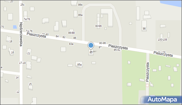 Kalisz, Piaszczysta, 85, mapa Kalisza