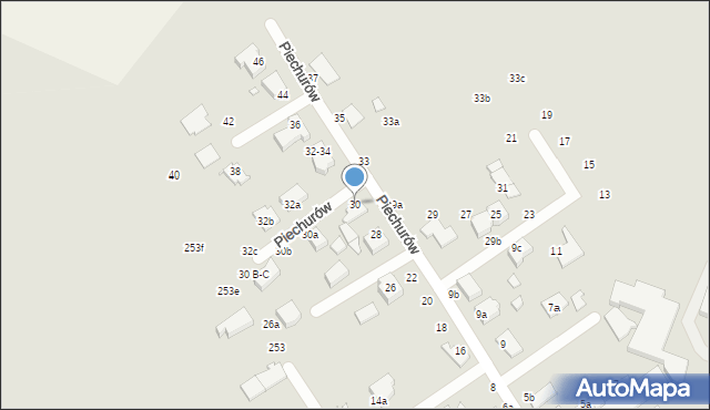 Kalisz, Piechurów, 30, mapa Kalisza