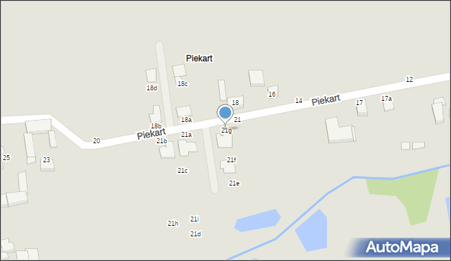 Kalisz, Piekart, 21g, mapa Kalisza