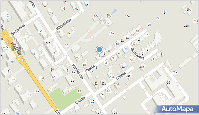 Kalisz, Piwna, 4, mapa Kalisza