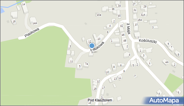 Kalwaria Zebrzydowska, Piaskowa, 7, mapa Kalwaria Zebrzydowska