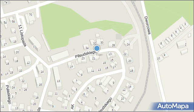 Kalwaria Zebrzydowska, Piłsudskiego Józefa, marsz., 21A, mapa Kalwaria Zebrzydowska