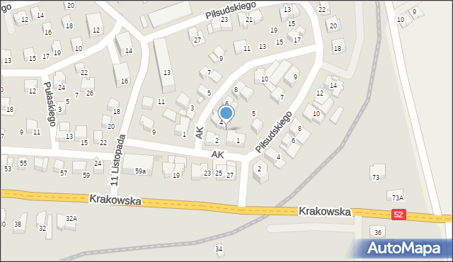 Kalwaria Zebrzydowska, Piłsudskiego Józefa, marsz., 3, mapa Kalwaria Zebrzydowska