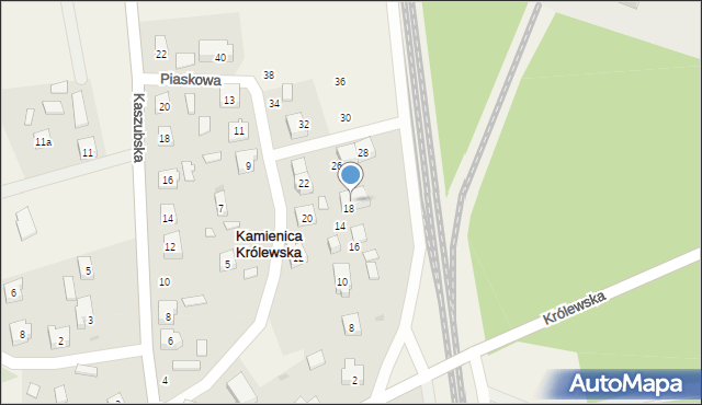 Kamienica Królewska, Piaskowa, 18a, mapa Kamienica Królewska