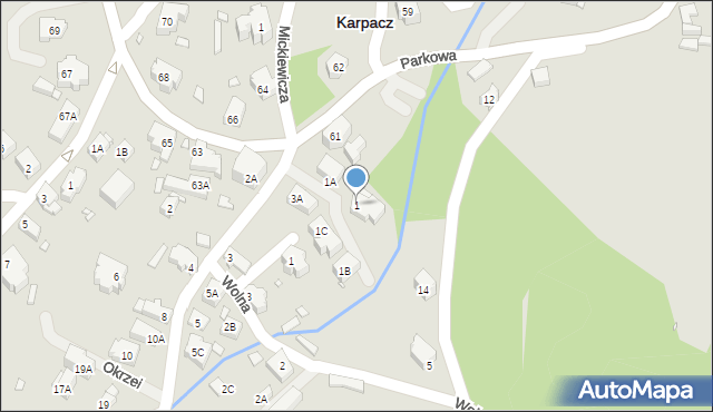 Karpacz, Piastowska, 1, mapa Karpacz