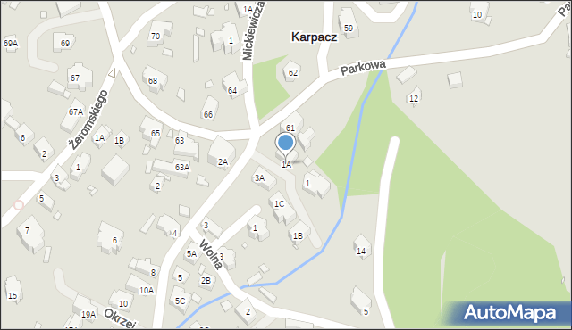 Karpacz, Piastowska, 1A, mapa Karpacz