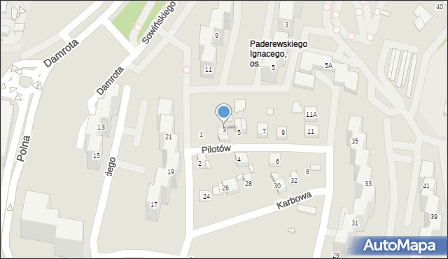 Katowice, Pilotów, 3, mapa Katowic