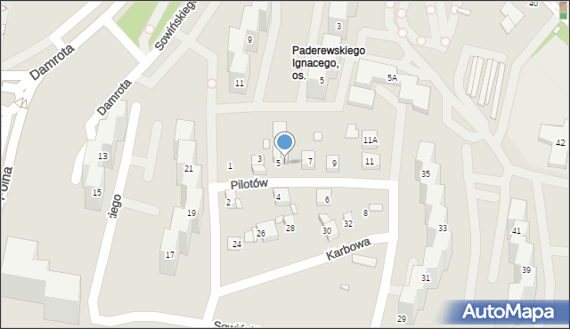 Katowice, Pilotów, 5a, mapa Katowic