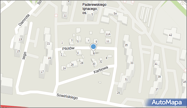 Katowice, Pilotów, 6, mapa Katowic