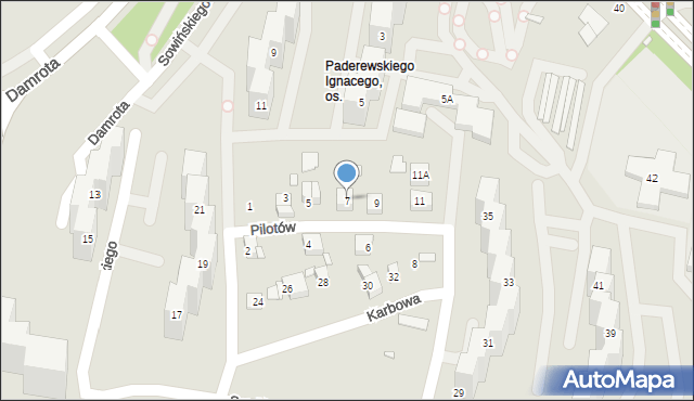 Katowice, Pilotów, 7, mapa Katowic