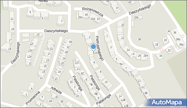 Katowice, Pietrusińskiego Jana, 4A, mapa Katowic