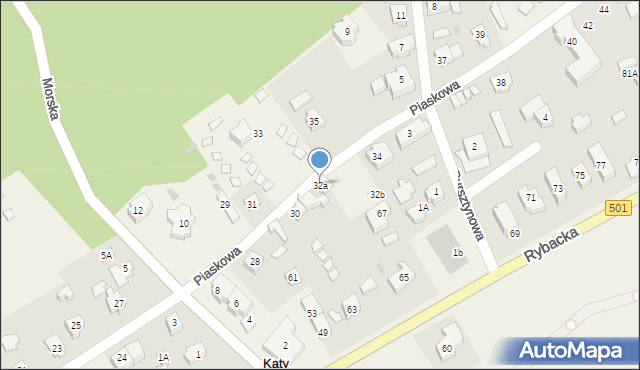 Kąty Rybackie, Piaskowa, 32a, mapa Kąty Rybackie
