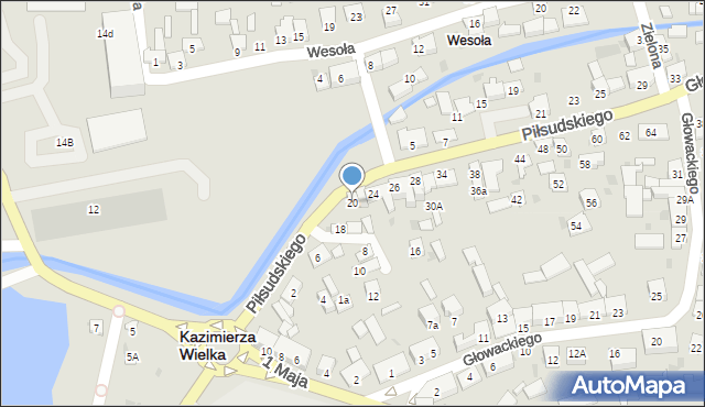 Kazimierza Wielka, Piłsudskiego Józefa, marsz., 20, mapa Kazimierza Wielka