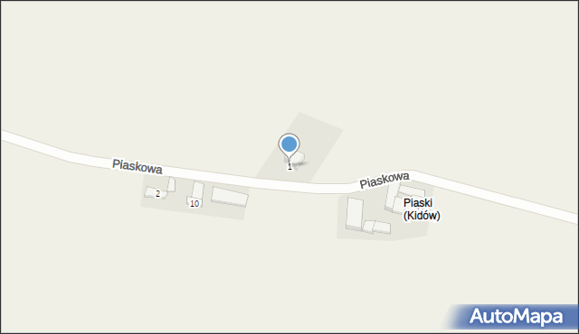 Kidów, Piaskowa, 1, mapa Kidów