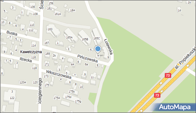 Kielce, Pińczowska, 7, mapa Kielc