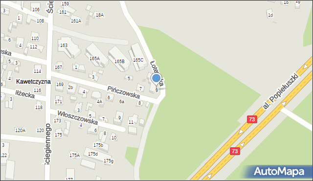 Kielce, Pińczowska, 9, mapa Kielc