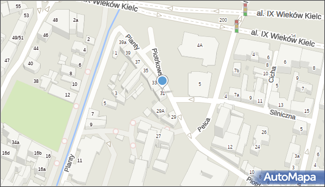 Kielce, Piotrkowska, 31, mapa Kielc