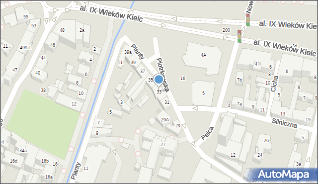 Kielce, Piotrkowska, 33, mapa Kielc