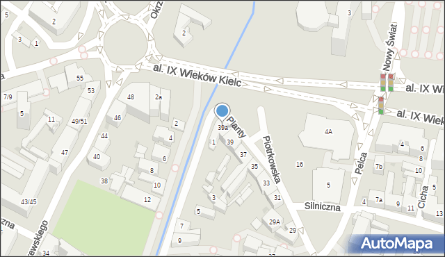 Kielce, Piotrkowska, 39a, mapa Kielc