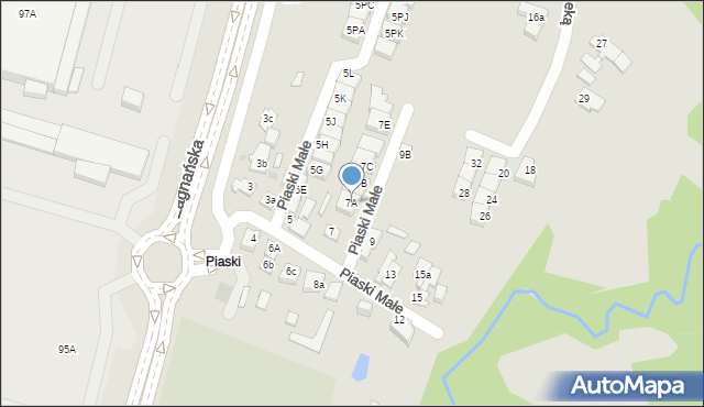 Kielce, Piaski Małe, 7A, mapa Kielc